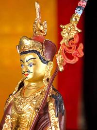 [padmasambhava  (guru)] Buddhist Handmade Statue, [partly Gold Plated], [face Painted]