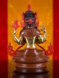 [chenrezig] (khadcheri), Buddhist Handmade Statue, [partly Gold Plated], [face Painted]