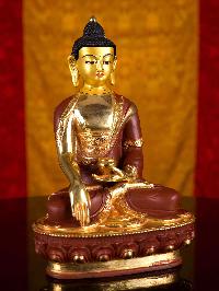 [shakyamuni Buddha], Buddhist Handmade Statue, [partly Gold Plated], [face Painted]
