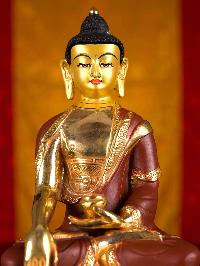 [shakyamuni Buddha], Buddhist Handmade Statue, [partly Gold Plated], [face Painted]