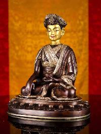 [karmapa], Buddhist Handmade Statue, [silver And Chocolate Oxidized], [face Painted]