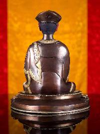 [karmapa], Buddhist Handmade Statue, [silver And Chocolate Oxidized], [face Painted]