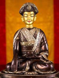 [karmapa], Buddhist Handmade Statue, [silver And Chocolate Oxidized], [face Painted]
