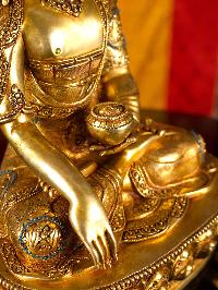 [shakyamuni Buddha] With Crown, Buddhist Handmade Statue, [full Gold Plated], [stone Setting], [face Painted]
