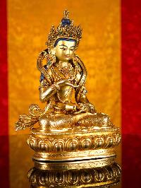 [vajrasattva], Buddhist Handmade Statue, [full Gold Plated], [stone Setting], [face Painted]