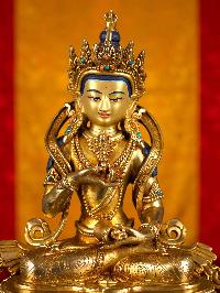 [vajrasattva], Buddhist Handmade Statue, [full Gold Plated], [stone Setting], [face Painted]