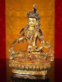 [vajrasattva], Buddhist Handmade Statue, [full Gold Plated], [stone Setting], [face Painted]