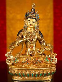 [vajrasattva], Buddhist Handmade Statue, [full Gold Plated], [stone Setting], [face Painted]