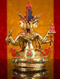 [namgyalma], Buddhist Handmade Statue, [full Gold Plated], [stone Setting], [face Painted]