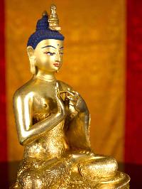 [maitreya Buddha], Buddhist Handmade Statue With Double Base, [full Gold Plated], [face Painted]
