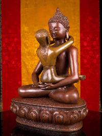 [samantabhadra] (buddha Shakti), Buddhist Handmade Statue, [chocolate Oxidized]
