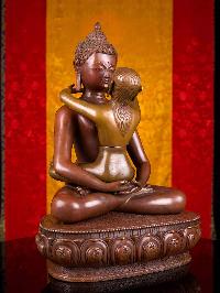 [samantabhadra] (buddha Shakti), Buddhist Handmade Statue, [chocolate Oxidized]