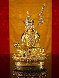 [padmasambhava  (guru)] Buddhist Handmade Statue, [full Gold Plated], [face Painted]