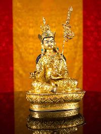 [padmasambhava  (guru)] Buddhist Handmade Statue, [full Gold Plated], [face Painted]