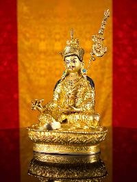 [padmasambhava  (guru)] Buddhist Handmade Statue, [full Gold Plated], [face Painted]