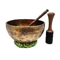 [full Moon Bowl], Moon Carved, Buddhist Hand Beaten Singing Bowl, [select Accessories]