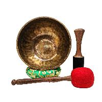 [full Moon Bowl], Moon Carved, Buddhist Hand Beaten Singing Bowl, [select Accessories]