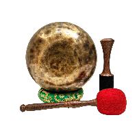 [full Moon Bowl], Moon Carved, Buddhist Hand Beaten Singing Bowl, [select Accessories]
