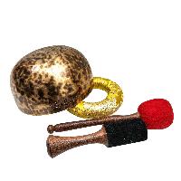 [full Moon Bowl], Moon Carved, Buddhist Hand Beaten Singing Bowl, Antique Finishing, [select Accessories]