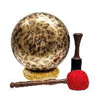 [full Moon Bowl], Moon Carved, Buddhist Hand Beaten Singing Bowl, Antique Finishing, [select Accessories]