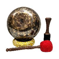 [full Moon Bowl], Moon Carved, Buddhist Hand Beaten Singing Bowl, Antique Finishing, [select Accessories]