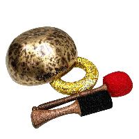 [full Moon Bowl], Moon Carved, Buddhist Hand Beaten Singing Bowl, Antique Finishing, [select Accessories]