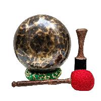 [full Moon Bowl], Moon Carved, Buddhist Hand Beaten Singing Bowl, Antique Finishing, [select Accessories]