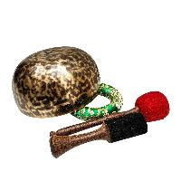 [full Moon Bowl], Moon Carved, Buddhist Hand Beaten Singing Bowl, Antique Finishing, [select Accessories]