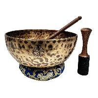 [full Moon Bowl], Moon Carved, Buddhist Hand Beaten Singing Bowl, Antique Finishing, [select Accessories]