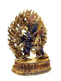 [vajrakilaya Shakti], Buddhist Miniature Statue, [lapis], [full Gold Plated], [stone Setting]