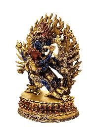 [vajrakilaya Shakti], Buddhist Miniature Statue, [lapis], [full Gold Plated], [stone Setting]
