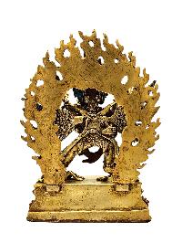 [vajrakilaya Shakti], Buddhist Miniature Statue, [lapis], [full Gold Plated], [stone Setting]