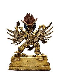 [vajrakilaya Shakti], Buddhist Miniature Statue, [lapis], [full Gold Plated], [stone Setting]