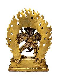 [vajrakilaya Shakti], Buddhist Miniature Statue, [lapis], [full Gold Plated], [stone Setting]
