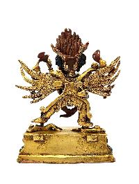 [vajrakilaya Shakti], Buddhist Miniature Statue, [lapis], [full Gold Plated], [stone Setting]