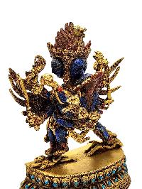 [vajrakilaya Shakti], Buddhist Miniature Statue, [lapis], [full Gold Plated], [stone Setting]