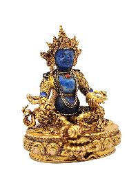 [yellow Jambhala], Buddhist Miniature Statue, [lapis], [full Gold Plated], [stone Setting]