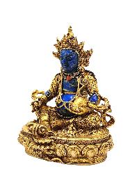[yellow Jambhala], Buddhist Miniature Statue, [lapis], [full Gold Plated], [stone Setting]
