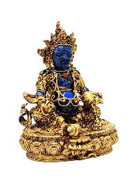 [yellow Jambhala], Buddhist Miniature Statue, [lapis], [full Gold Plated], [stone Setting]