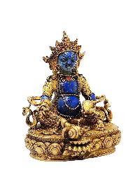 [yellow Jambhala], Buddhist Miniature Statue, [lapis], [full Gold Plated], [stone Setting]