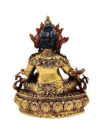 [yellow Jambhala], Buddhist Miniature Statue, [lapis], [full Gold Plated], [stone Setting]