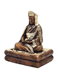 [gampopa], Buddhist Miniature Statue, [silver And Chocolate Oxidized]