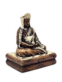 [gampopa], Buddhist Miniature Statue, [silver And Chocolate Oxidized]