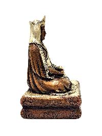 [gampopa], Buddhist Miniature Statue, [silver And Chocolate Oxidized]