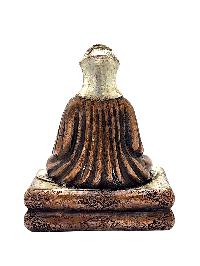 [gampopa], Buddhist Miniature Statue, [silver And Chocolate Oxidized]