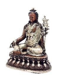 [jigmey Lingpa], Buddhist Miniature Statue, [silver And Chocolate Oxidized]