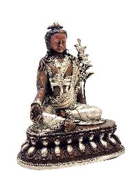 [jigmey Lingpa], Buddhist Miniature Statue, [silver And Chocolate Oxidized]