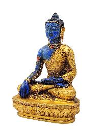 [shakyamuni Buddha], Buddhist Miniature Statue, [lapis], [full Gold Plated], [stone Setting]