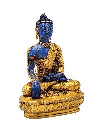 [shakyamuni Buddha], Buddhist Miniature Statue, [lapis], [full Gold Plated], [stone Setting]