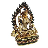 [white Tara], Buddhist Miniature Statue, [thangka Color Finishing], [face Painted]